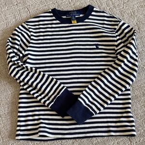 Polo by Ralph Lauren Navy and White Striped Crewneck Sweater Tee